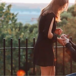 LULUS - Black Mini VNeck Wrap Dress - S